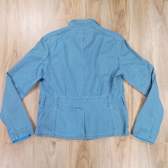 ☔️🔹️French Connection Blue Zippered Utility Jacket Size 8 - Picture 2 of 16